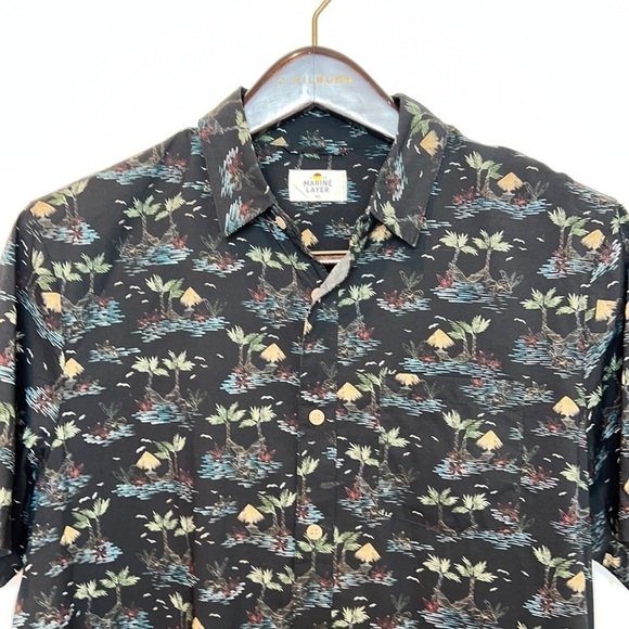 Marine Layer Short Sleeve Camp Shirt Size M/L Black Multi Color NWOT - Picture 4 of 13